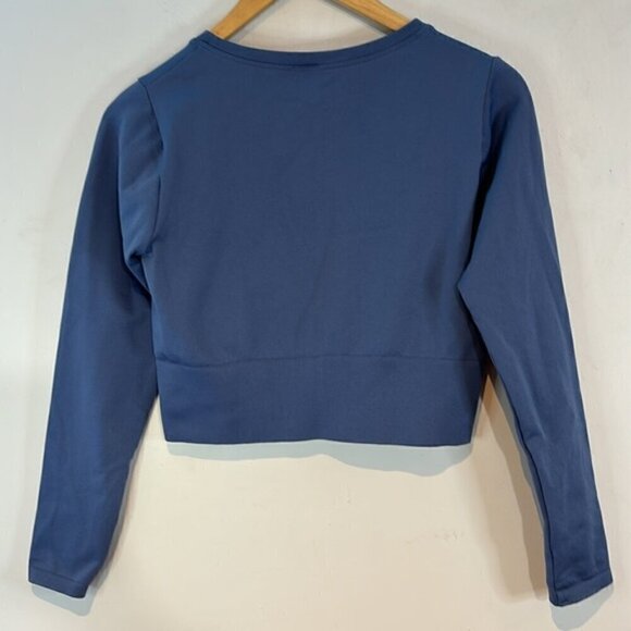 Blue Long Sleeve Crop Top - Picture 8 of 11